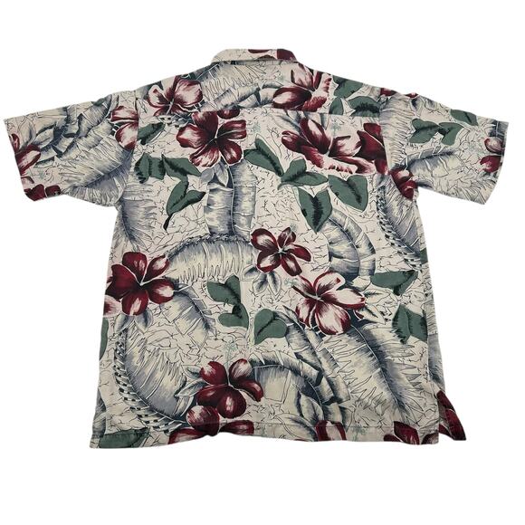 Mens Tommy Bahama Hawaiian Flowers 100% Silk Button Up Shirt W/ Wooden Button~ M - Picture 4 of 7